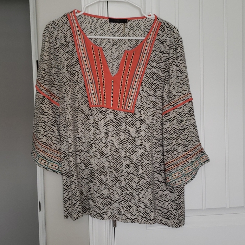Embroidered Bell Sleeve Top